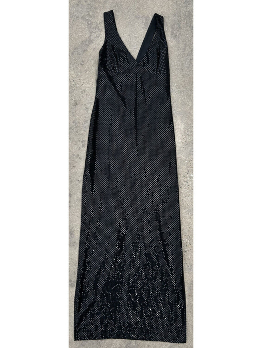 Michi by Boule de Neige 90s Vintage Minimal Black Sequin Dress Full Length